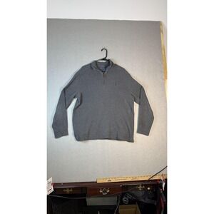 Polo Ralph Lauren Sweater Mens Large Gray Half Zip Pullover Cotton Pony‎ Logo